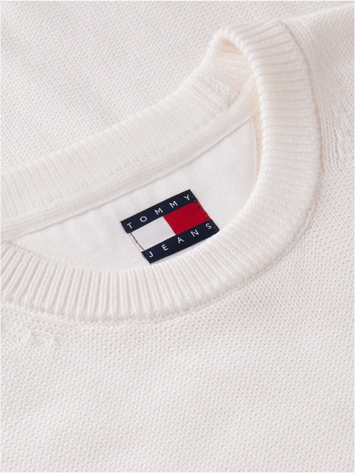 Tommy Flag Textured Slim Jumper — White