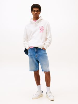 sweat à capuche à imprimé graphique au dos blanc pour hommes tommy jeans