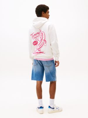 sweat à capuche à imprimé graphique au dos blanc pour hommes tommy jeans