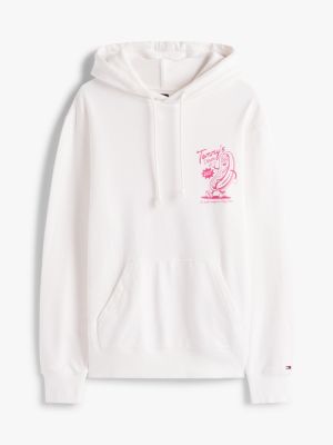 sweat à capuche à imprimé graphique au dos blanc pour hommes tommy jeans
