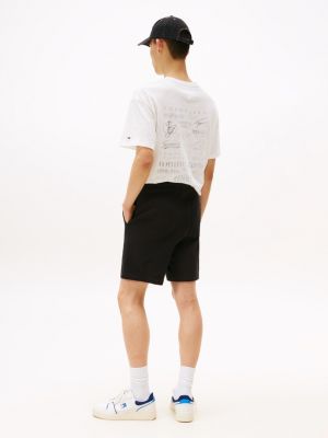 zwart relaxed sweatshort met wafelsteek voor heren - tommy jeans