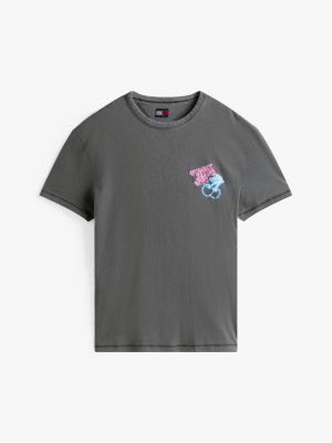 t-shirt con stampa sul retro grigio da uomini tommy jeans