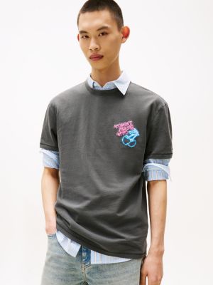 t-shirt con stampa sul retro grey da uomini tommy jeans
