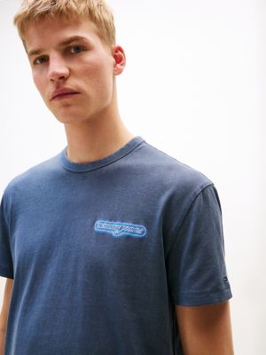 blue back graphic crew neck t-shirt for men tommy jeans