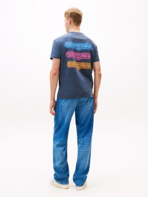 blue back graphic crew neck t-shirt for men tommy jeans