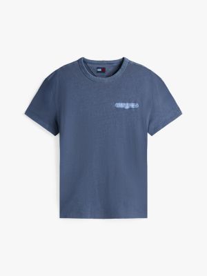 blue back graphic crew neck t-shirt for men tommy jeans