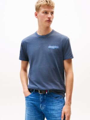 blue t-shirt mit grafik auf dem rücken für herren - tommy jeans