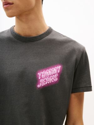t-shirt con stampa sul retro grigio da uomini tommy jeans