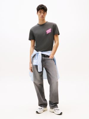 t-shirt con stampa sul retro grigio da uomini tommy jeans