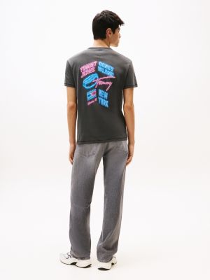 t-shirt con stampa sul retro grigio da uomini tommy jeans