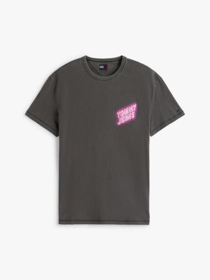 t-shirt con stampa sul retro grigio da uomini tommy jeans