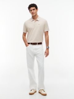 Tommy Flag Embroidery Tipped Polo Shirt — Beige 2