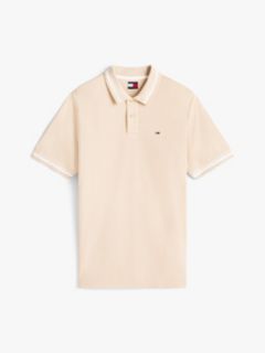 Tommy Flag Embroidery Tipped Polo Shirt — Beige 5