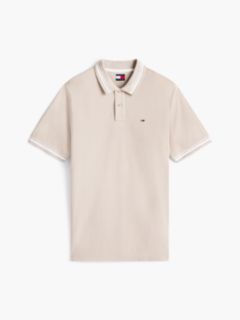 Tommy Flag Embroidery Tipped Polo Shirt — Beige 6
