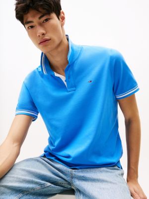 polo regular fit con profili a contrasto blu da uomini tommy jeans