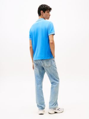 polo regular fit con profili a contrasto blu da uomini tommy jeans