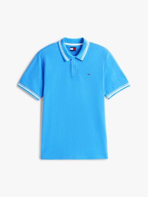 polo regular fit con profili a contrasto blu da uomini tommy jeans