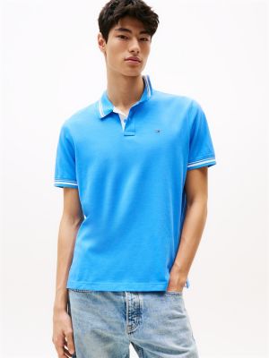 blue tipped regular fit polo shirt for men tommy jeans