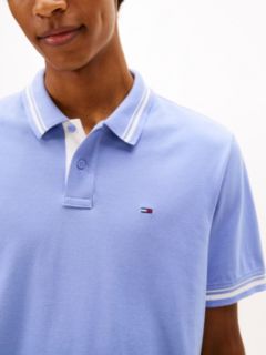Tommy Flag Embroidery Tipped Polo Shirt — Blue 2