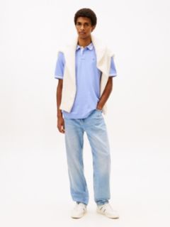 Tommy Flag Embroidery Tipped Polo Shirt — Blue 3