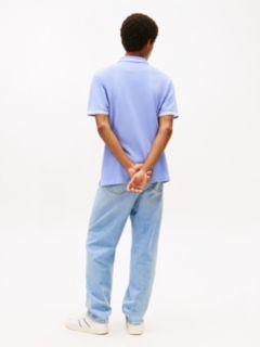 Tommy Flag Embroidery Tipped Polo Shirt — Blue 4