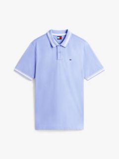 Tommy Flag Embroidery Tipped Polo Shirt — Blue 5