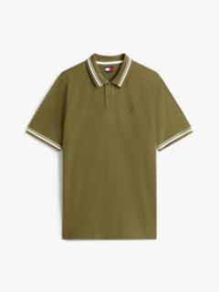 Tommy Flag Embroidery Tipped Polo Shirt — Green 5
