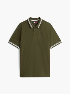 Tommy Flag Embroidery Tipped Polo Shirt — Green 6