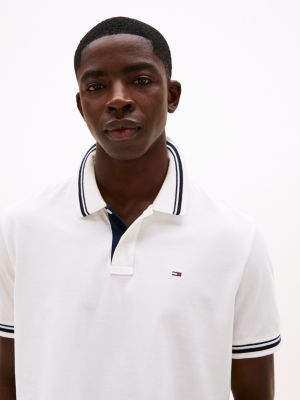 weiß regular fit poloshirt mit kontrast-details für herren - tommy jeans