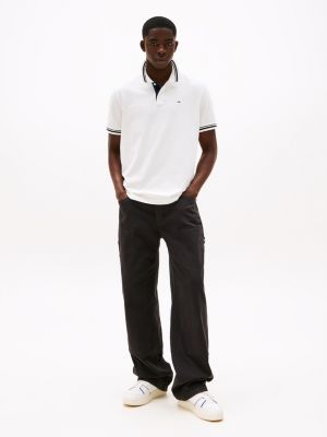 weiß regular fit poloshirt mit kontrast-details für herren - tommy jeans