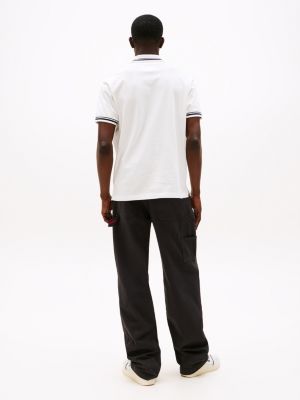 weiß regular fit poloshirt mit kontrast-details für herren - tommy jeans