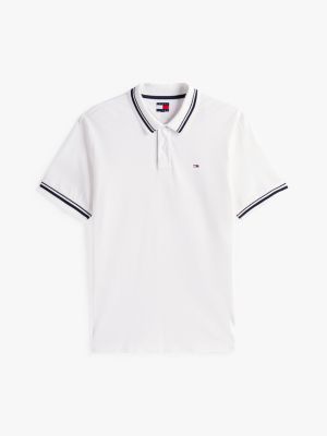 weiß regular fit poloshirt mit kontrast-details für herren - tommy jeans