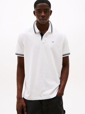 white tipped regular fit polo shirt for men tommy jeans