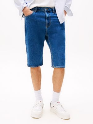 short droit ryan en denim bleu pour hommes tommy jeans