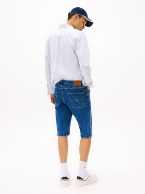 short droit ryan en denim bleu pour hommes tommy jeans