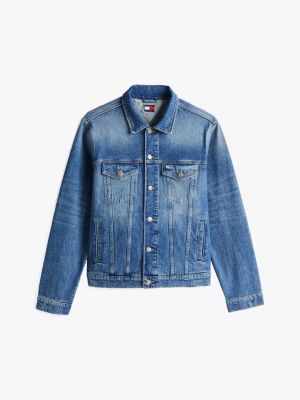 blau ryan truckerjacke mit wappen-stickerei hinten für herren - tommy jeans
