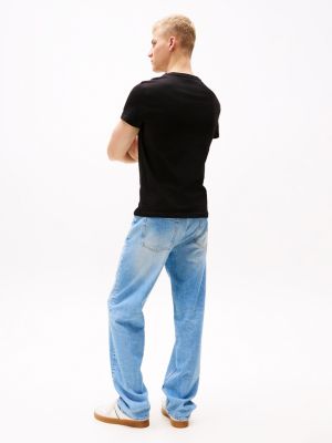 zwart slim fit t-shirt met bubbellogo voor heren - tommy jeans