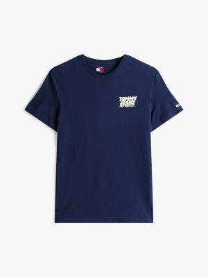 blue bubble logo slim t-shirt for men tommy jeans