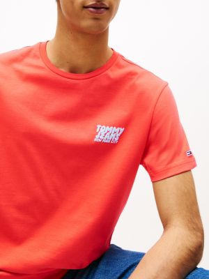 orange slim fit t-shirt mit bubble-logo für herren - tommy jeans