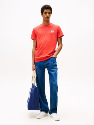 red bubble logo slim t-shirt for men tommy jeans