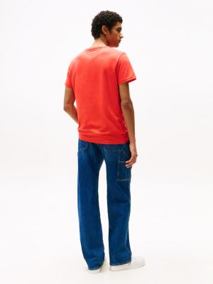 orange bubble logo slim t-shirt for men tommy jeans