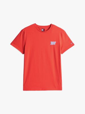 orange slim fit t-shirt mit bubble-logo für herren - tommy jeans