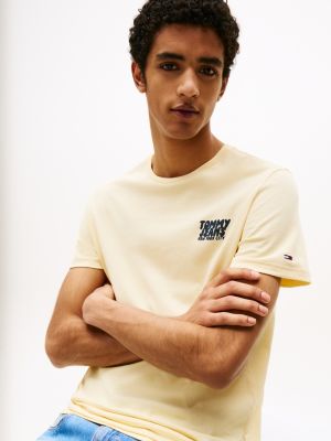 yellow bubble logo slim t-shirt for men tommy jeans