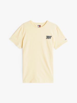 yellow bubble logo slim t-shirt for men tommy jeans