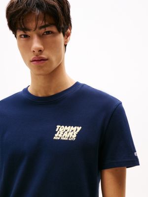 t-shirt à logo lettre bulle imprimé au dos bleu pour hommes tommy jeans