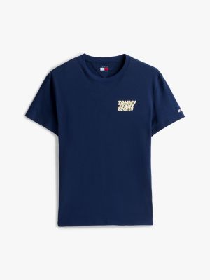 t-shirt à logo lettre bulle imprimé au dos bleu pour hommes tommy jeans