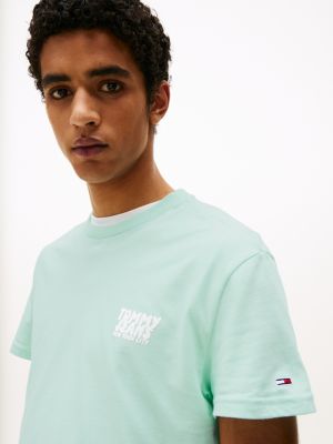 t-shirt à logo lettre bulle imprimé au dos bleu pour hommes tommy jeans