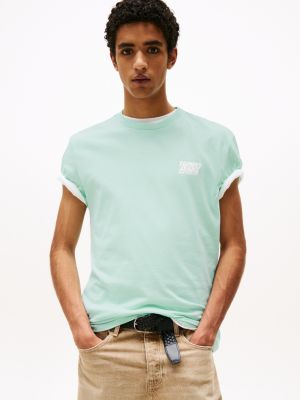 blue t-shirt met bubbellogo op de achterkant voor heren - tommy jeans