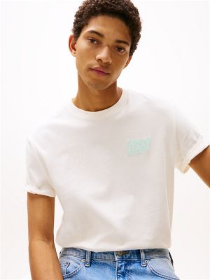 white bubble logo back graphic t-shirt for men tommy jeans