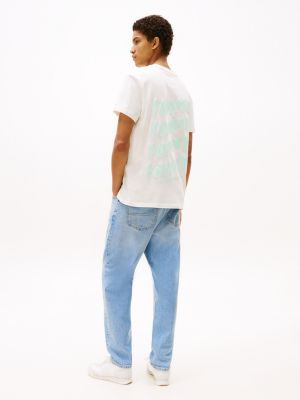 wit t-shirt met bubbellogo op de achterkant voor heren - tommy jeans